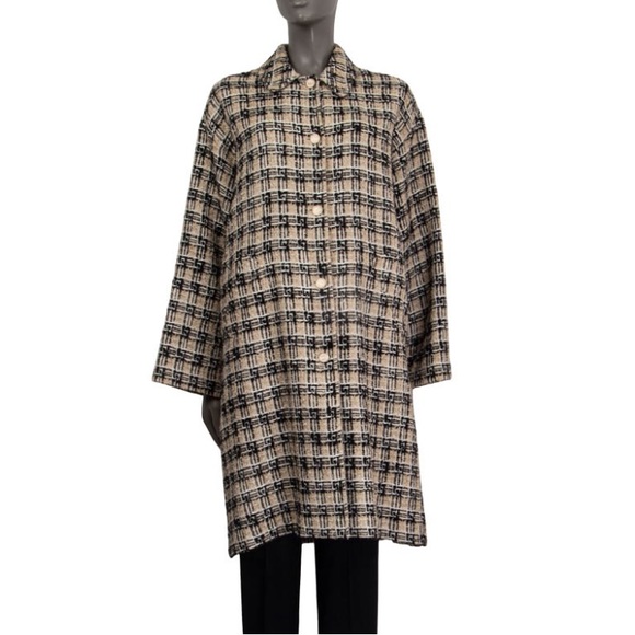 MAKE OFFER Authentic GUCCI Oversized TWEED TRENCH COAT MIDI JACKET G Check - Picture 3 of 16